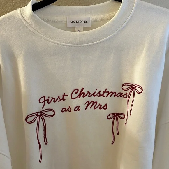 Six Stories White 'First Christmas as a Mrs' Sweatshirt - Picture 3 of 4